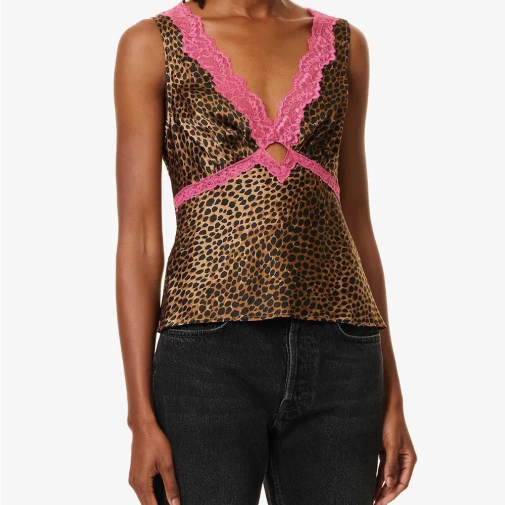 Reformation Aliceyn Leopard Print Top size 0